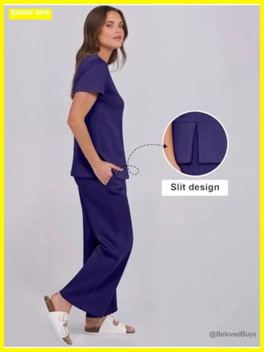 2 Piece Lounge Set Short Sleeve Wide Leg Casual Matching Tracksuit